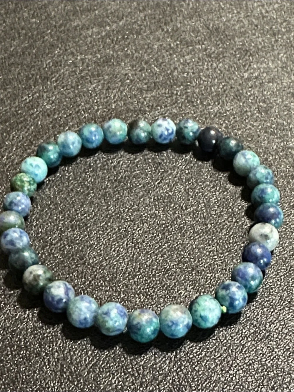 Azurite Malachite K2 Jasper Natural Stone Beaded Stretch Bracelet - 6.5mm